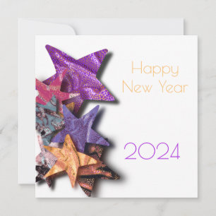 Multicolored shining stars with shadows - new year