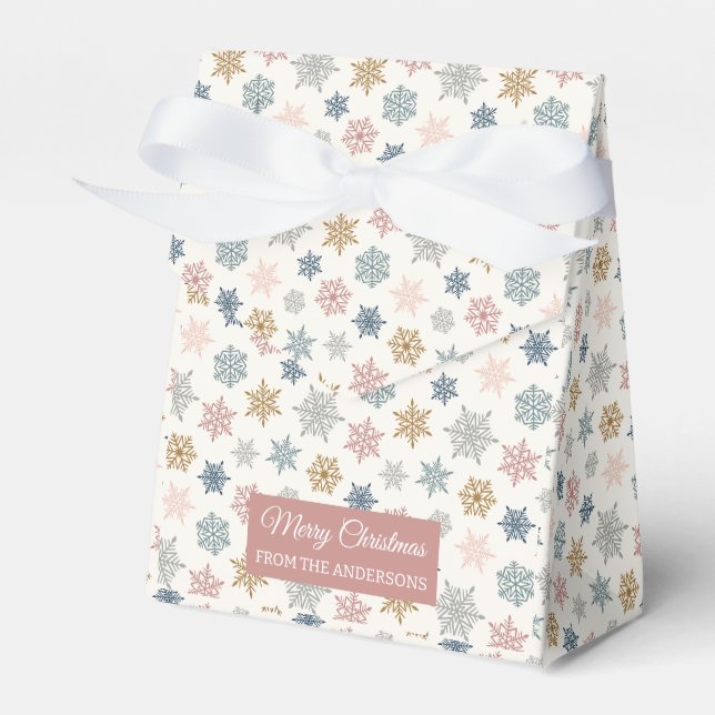 Multicolored snowflake pattern – winter christmas favour box (Front Side)