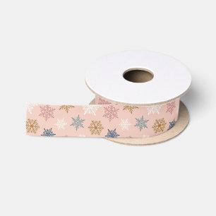 Multicolored snowflake pattern – winter christmas satin ribbon