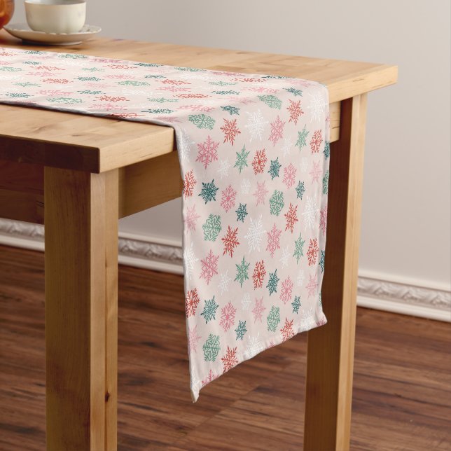 Multicolored snowflake pattern – winter christmas short table runner (In Situ)