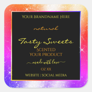 Multicolored Sparkle Glitter Frame Product Label