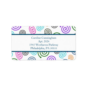 Multicolored Spirals Return Address Label