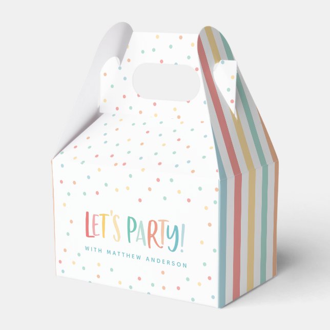 Multicolored spot + stripe lets party favour box (Front Side)