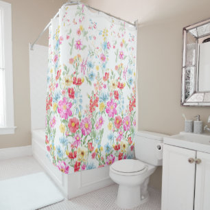 Multicolored Spring Flowers Shower Curtain