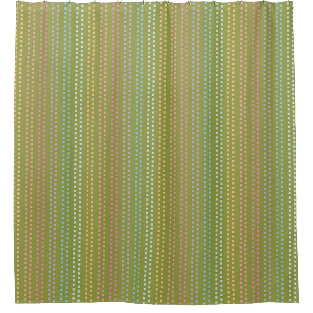 Multicolored Square Pattern Shower Curtain (Front)