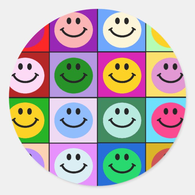 Multicolored Squares Classic Round Sticker (Front)