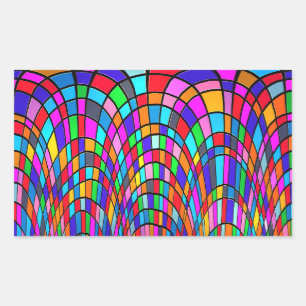Multicolored Stained Glass Mosaic Abstract Art Rectangular Sticker