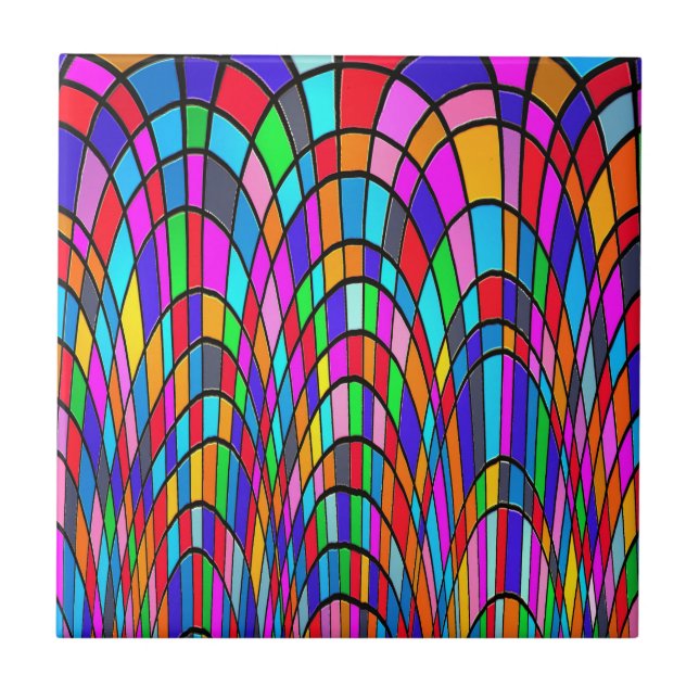 Multicolored Stained Glass Mosaic Abstract Art Tile (Front)