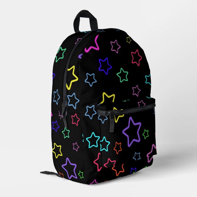 Multicolored Starry Night Printed Backpack (Back Corner Left)