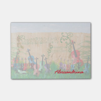 Multicolored Stringed Instruments Custom Name Post-it Notes