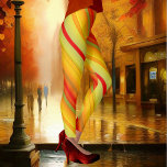Multicolored Striped Designer Pattern Leggings<br><div class="desc">Leggings featuring a festive striped pattern in warm red,  orange,  green and yellow.</div>