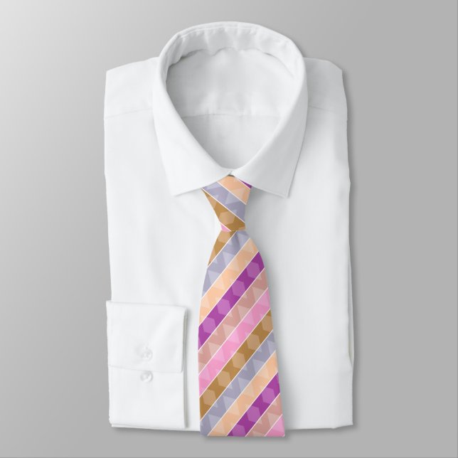 Multicolored striped geometric retro pattern tie (Tied)
