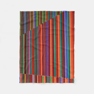 Multicolored striped illustration fleece blanket