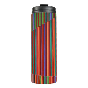 Multicolored striped illustration thermal tumbler
