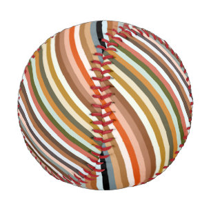 Multicolored Striped Pattern Baseball