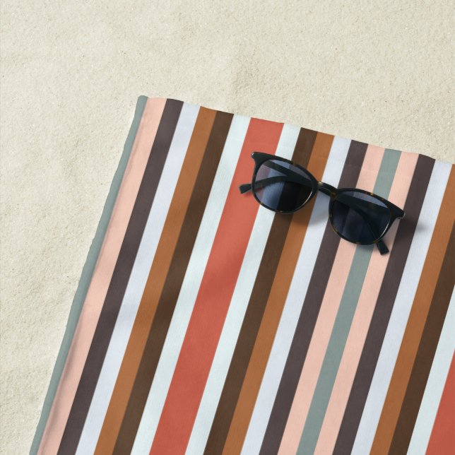 Multicolored Striped Pattern  Beach Towel (In Situ)