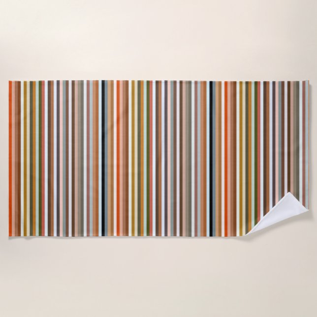 Multicolored Striped Pattern Beach Towel (Front)