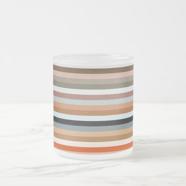Multicolored Striped Pattern Frosted Glass Coffee Mug (Center)