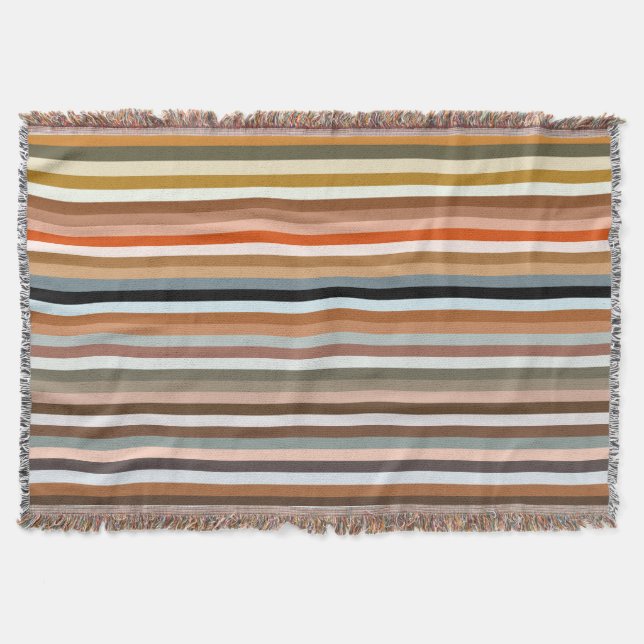 Multicolored Striped Pattern Throw Blanket (Front)