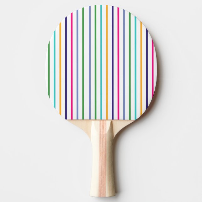 Multicolored Striped Ping Pong Paddle (Front)