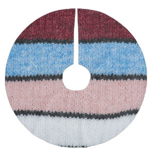 Multicolored Striped Wool: Fabric Texture. Brushed Polyester Tree Skirt