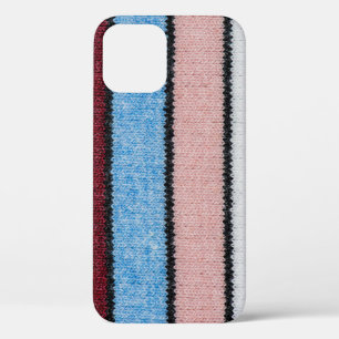 Multicolored Striped Wool: Fabric Texture. iPhone 12 Case