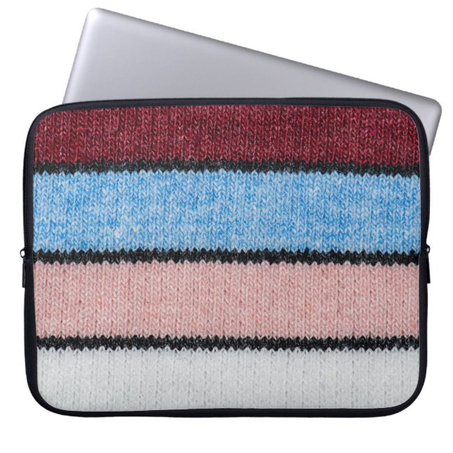 Multicolored Striped Wool: Fabric Texture. Laptop Sleeve (Front)