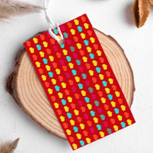 Multicolored stylish hand-drawn heart shapes gift tags