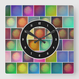 Multicolored suns square wall clock