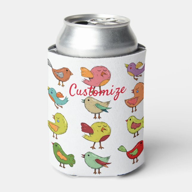 Multicolored Sweet Songbirds Thunder_Cove Can Cooler (Can Front)