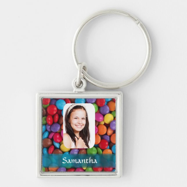 Multicolored sweets photo template key ring (Front)