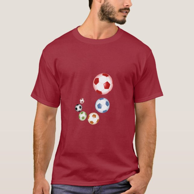 Multicolored Swirling Soccer Balls T-Shirt (Front)