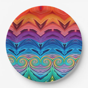 Multicolored Swirls Colourful patterm Paper Plate