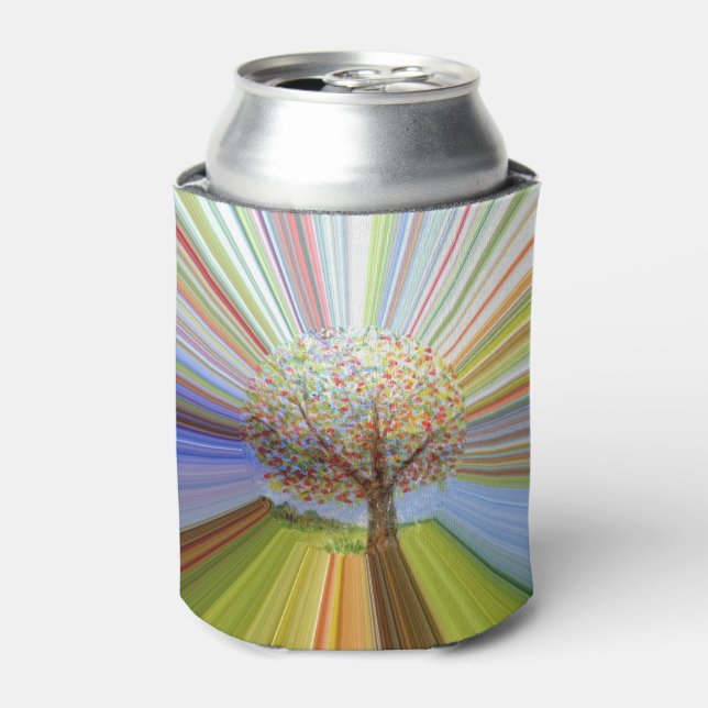 Multicolored Tree Rainbow Stripes Can Cooler (Can Front)