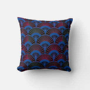 Multicolored Tropical Art Scalloped Fan Pattern Cushion