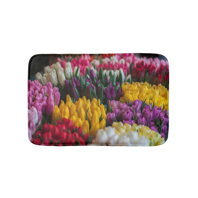 Multicolored Tulips Bath Mat (Front)