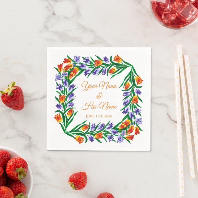 Multicolored Tulips Bouquet Thunder_Cove Napkin (Insitu)
