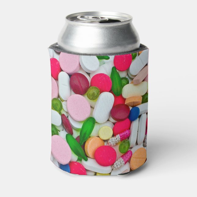 Multicolored vibrant medicinal pills can cooler (Can Back)