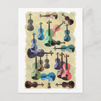 Multicolored Violin Wallpaper Postcard
