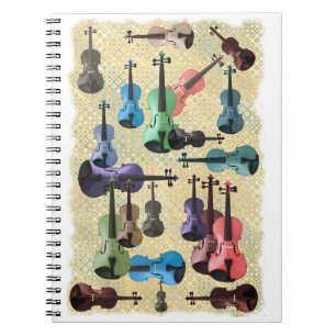 Multicolored Violin Wallpaper Spiral Notebook