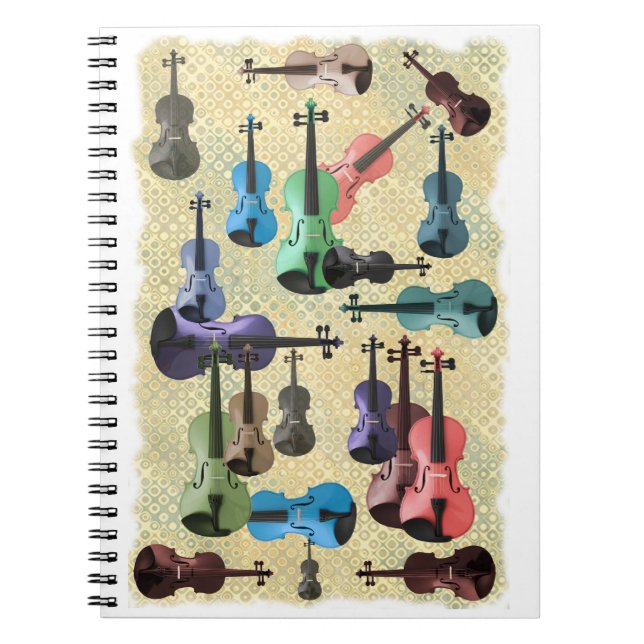 Multicolored Violin Wallpaper Spiral Notebook (Front)