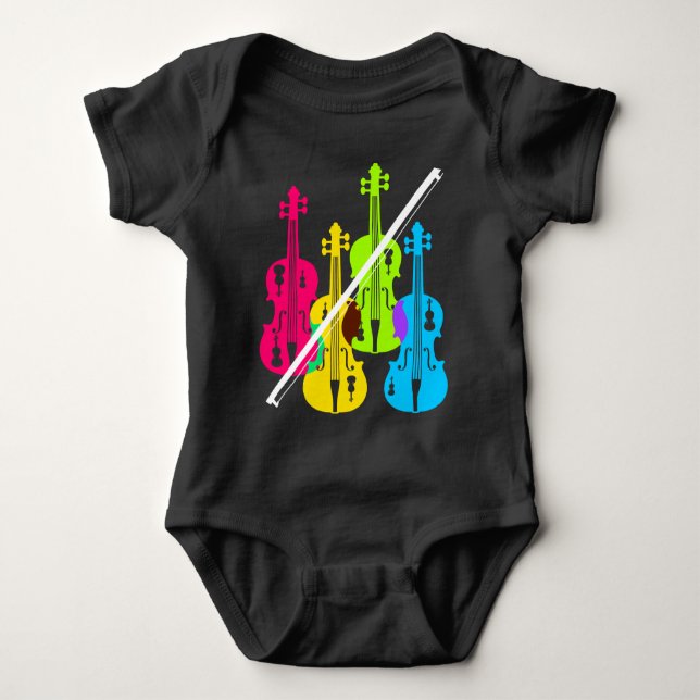 Multicolored Violins Birthday Gift For Musicians Baby Bodysuit (Front)