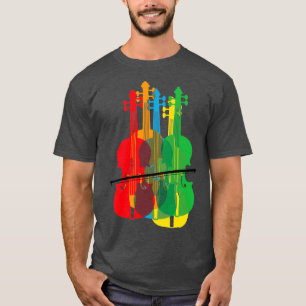 Multicolored Violins Birthday Gift For Musicians T-Shirt