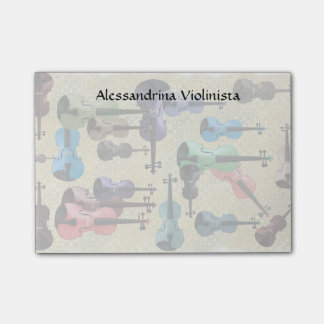 Multicolored Violins Retro Wallpaper Custom Name Post-it Notes