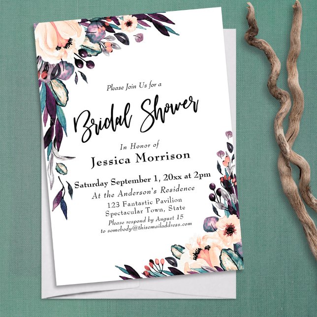 Multicolored Watercolor Flowers Bridal Shower Invitation (Creator Uploaded)