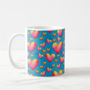 Multicolored Watercolor Hearts Coffee Mug