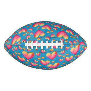 Multicolored Watercolor Hearts Football