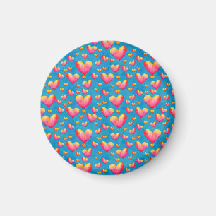 Multicolored Watercolor Hearts Magnet