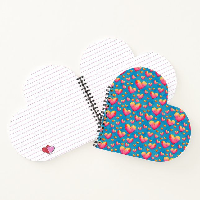 Multicolored Watercolor Hearts Notebook (Inside)