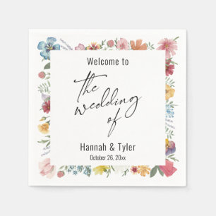 Multicolored Watercolor Meadow Wildflower Welcome Napkin